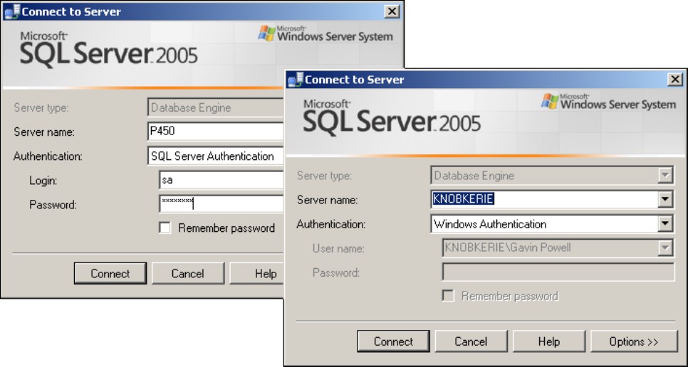 Connecting to a SQL Server in the Management Studio